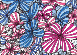 Artist Postcard -Blue Pink Petals